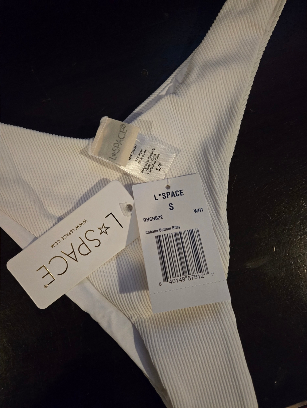 ⛱️👙☀️NWT L*Space White Ribbed Bikini Bottom - Size S